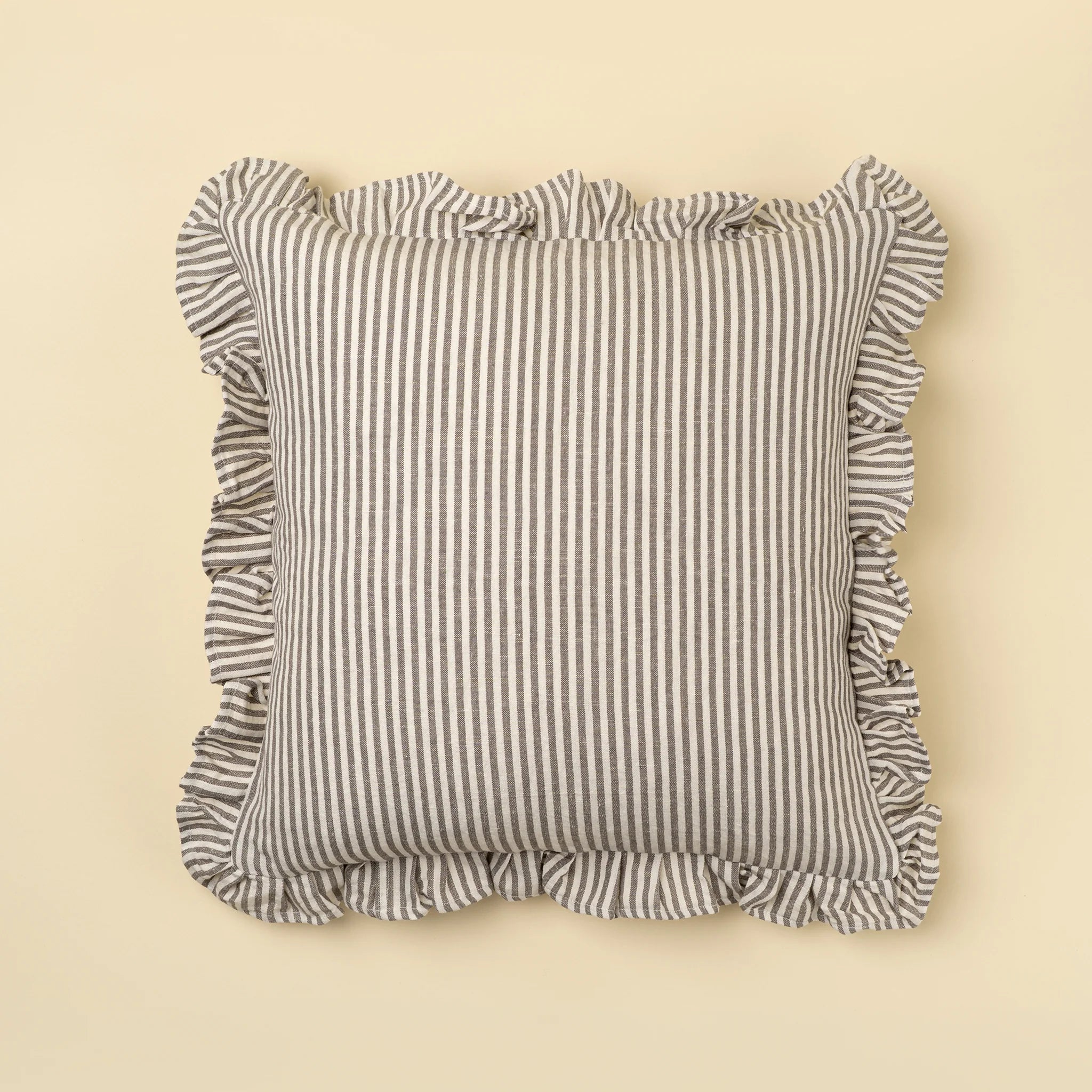 INDABA - 20X20 RUFFEL THIGN STRIPED PILLOW GREY