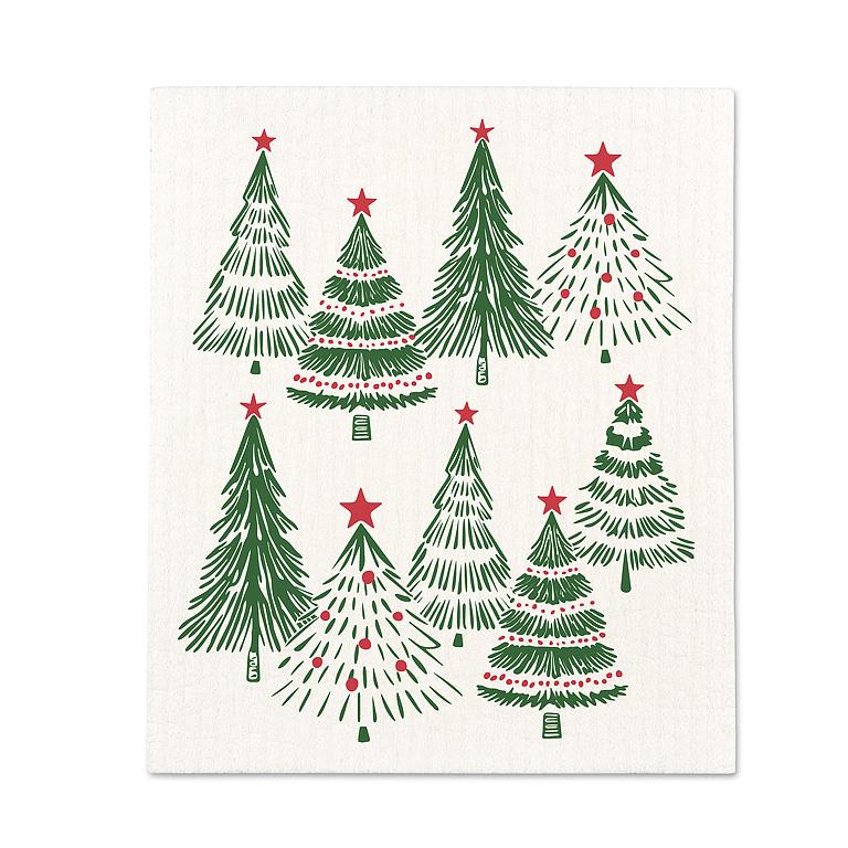 ABBOTT - DECORATED CHRISTMAS TREES DISH AND TOWEL SET