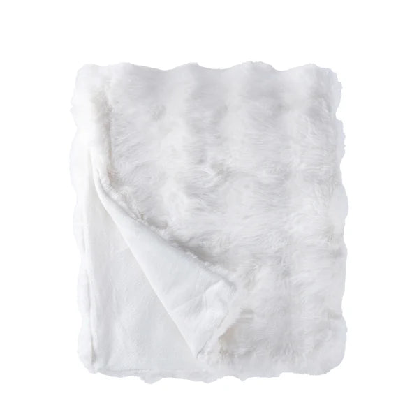 PLUSH FAUX FUR 50" X 60" THROW, IVORY