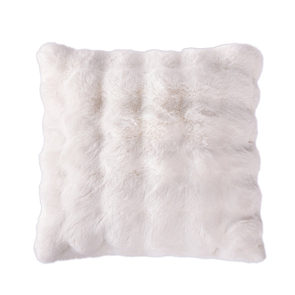 PLUSH FAUX FUR 22" X 22" PILLOW, IVORY
