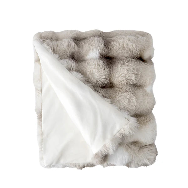 PLUSH FAUW FUR 50" X 60" THROW, WARM GREY