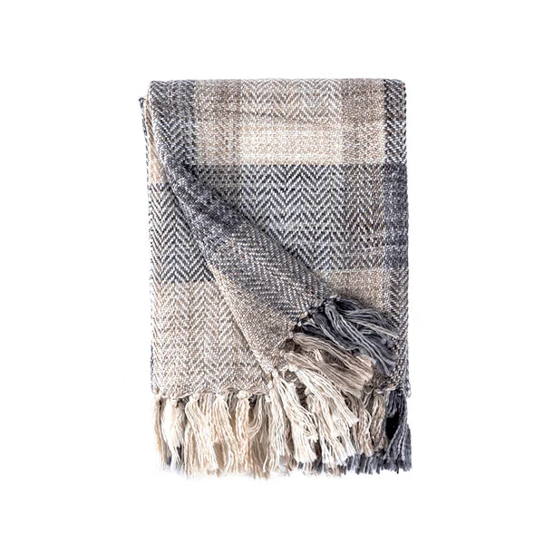 CORTINA 50" X 60" THROW, TAUPE/GREY