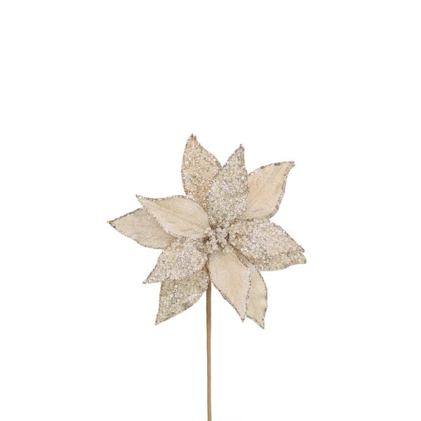 POINSETTIA 28X50CM CHAMPAGNE MICROBEADS