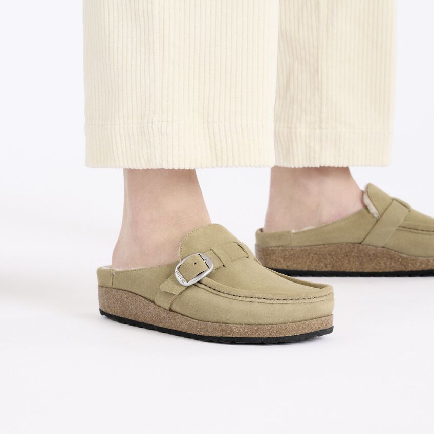 BIRKENSTOCK- WOMEN'S BUCKLEY SHERLING SUEDE LEATHER SHOE