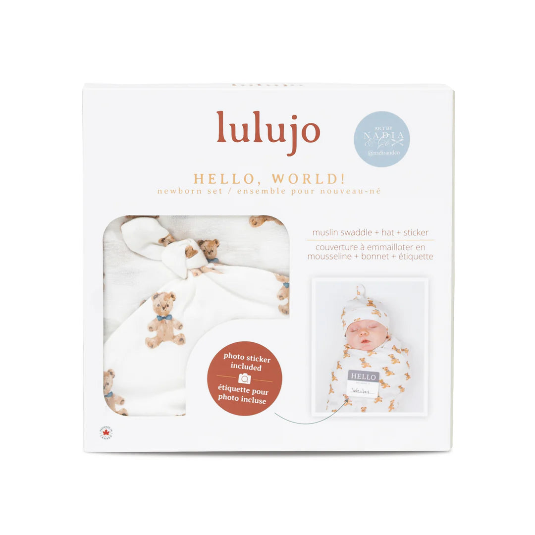 LULUJO - HELLO WORLD BLANKET + KNOTTED HAT VINTAGE BEAR