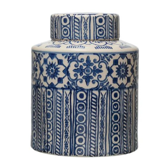 CREATIVE CO OP- STONEWARE GINGER JAR