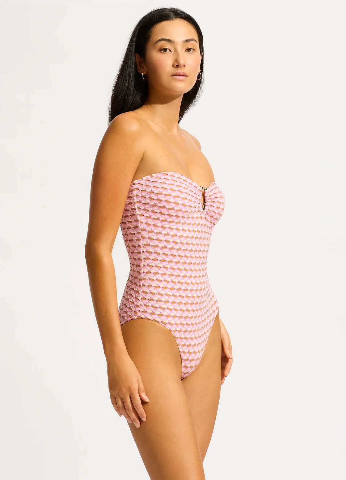 SEAFOLLY- WOMEN'S MALA RING FRONT BANDEAU ONE PIECE