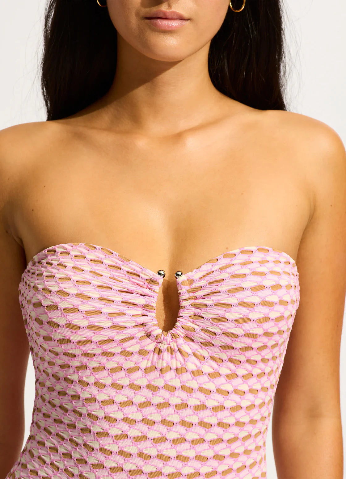 SEAFOLLY- WOMEN'S MALA RING FRONT BANDEAU ONE PIECE