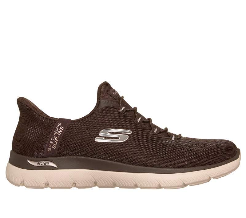 SKECHERS- WOMEN'S ARCH FIT SUMMITS LUXE LEOPARD SLIP-IN SHOES