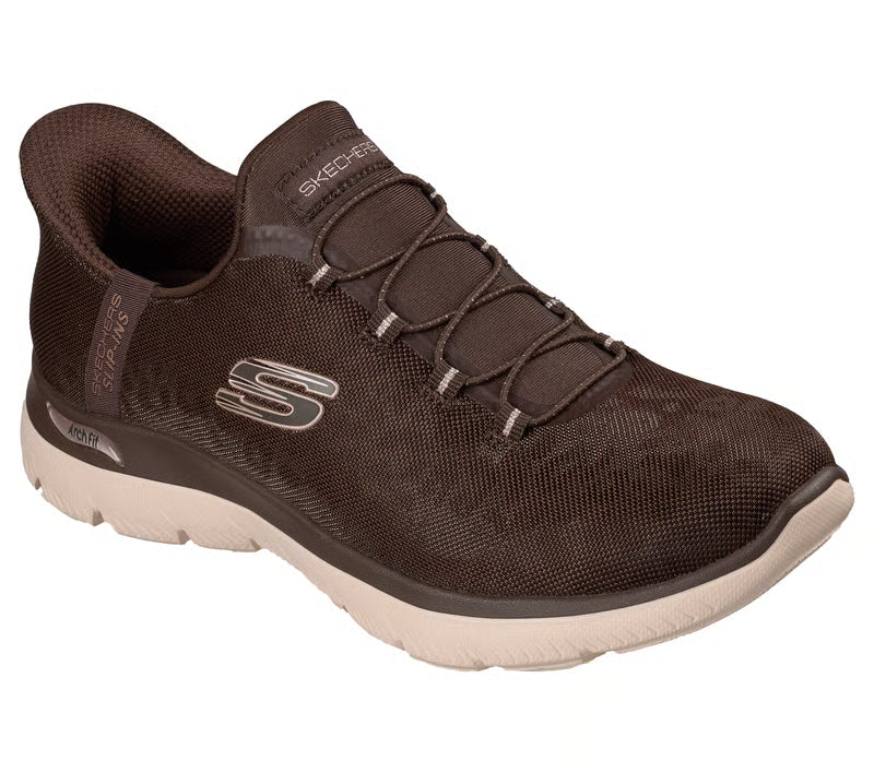 SKECHERS- WOMEN'S ARCH FIT SUMMITS LUXE LEOPARD SLIP-IN SHOES