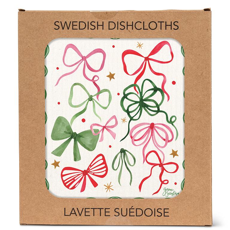 ABBOTT - CHRISTMAS BOWS DISHCLOTH-6.75X7.5"L