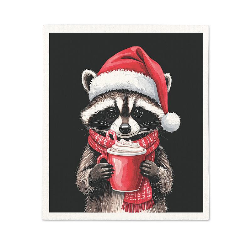 ABBOTT - WINTER RACCOON DISHCLOTH-6.75X7.5"L