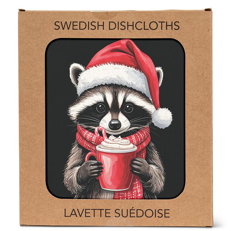 ABBOTT - WINTER RACCOON DISHCLOTH-6.75X7.5"L