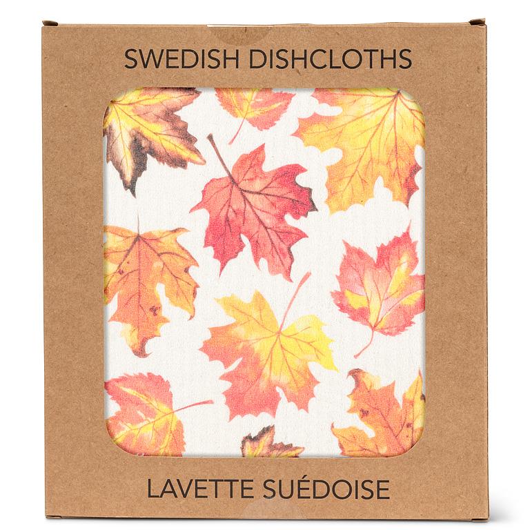 ABBOTT - FALL MAPLE LEAVES DISHCLOTH-6.75X7.5"L