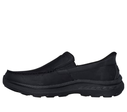 SKECHERS- MEN'S POLLARD DUAL GORE LEATHER MOC TOE SLIP-IN SHOE