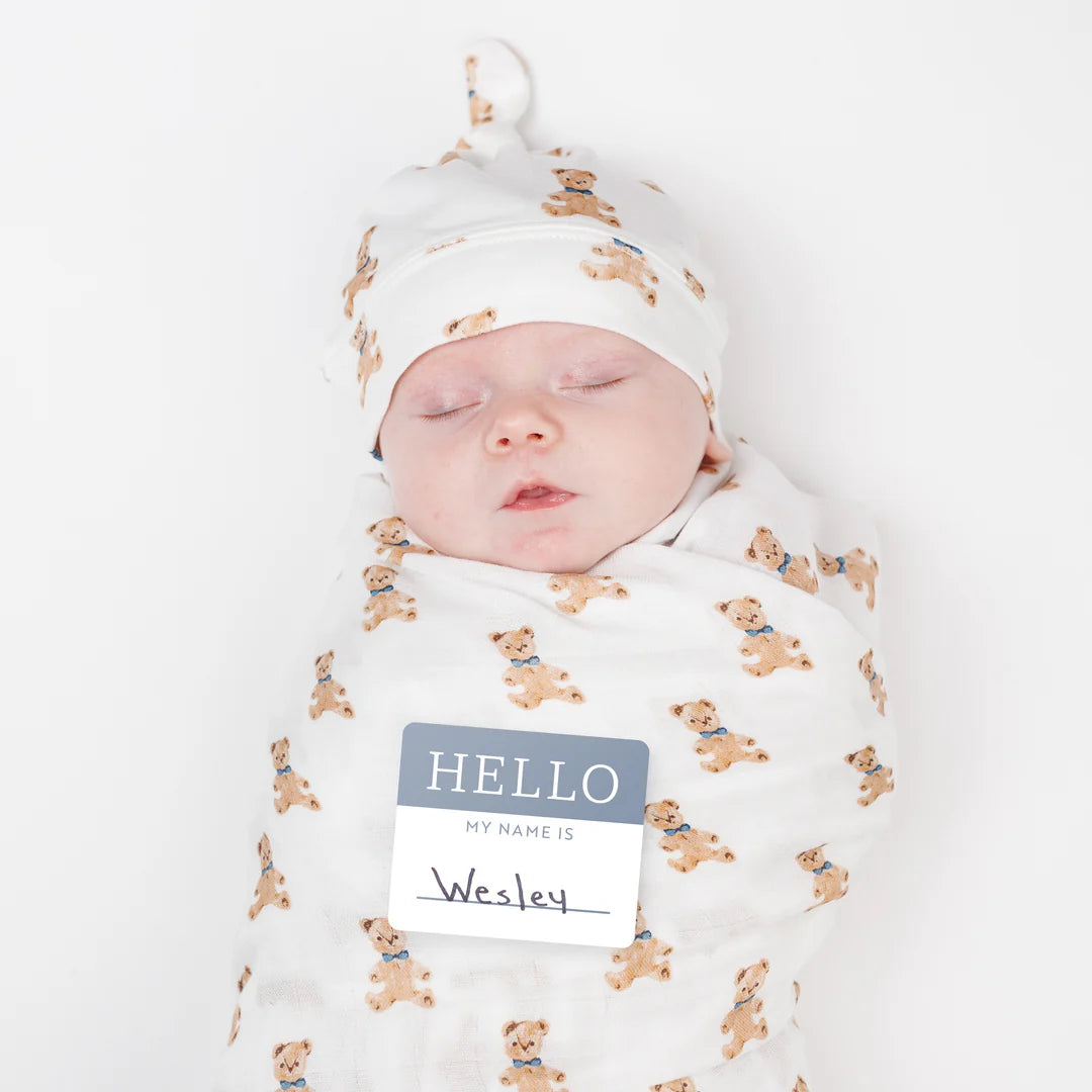 LULUJO - HELLO WORLD BLANKET + KNOTTED HAT VINTAGE BEAR