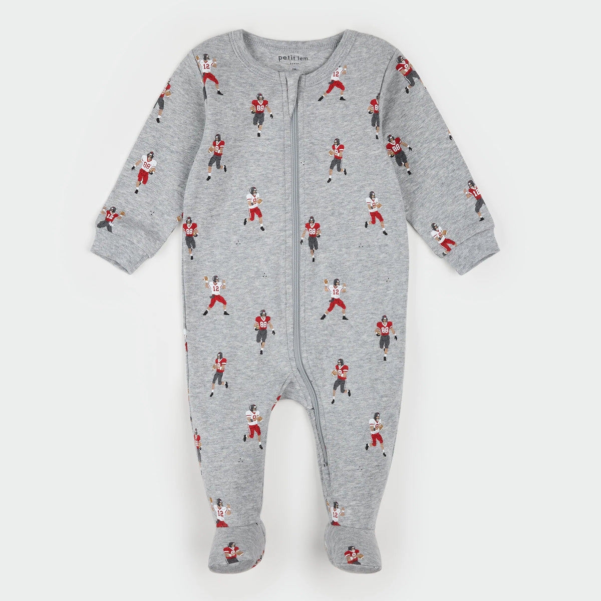 PETIT LEM - FOOTED SLEEPER KNIT-HEATHER GREY MD.