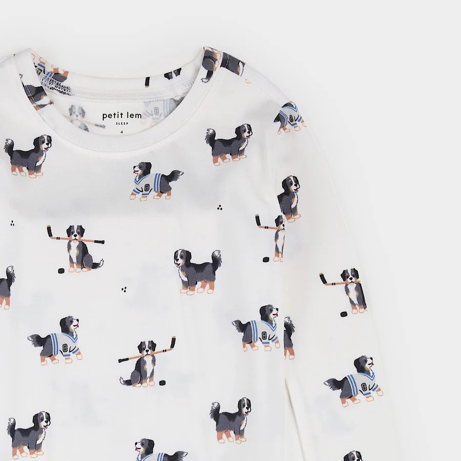 PETIT LEM - 2PC PJ SET: L/S TOP + PANT KNIT-OFF WHITE