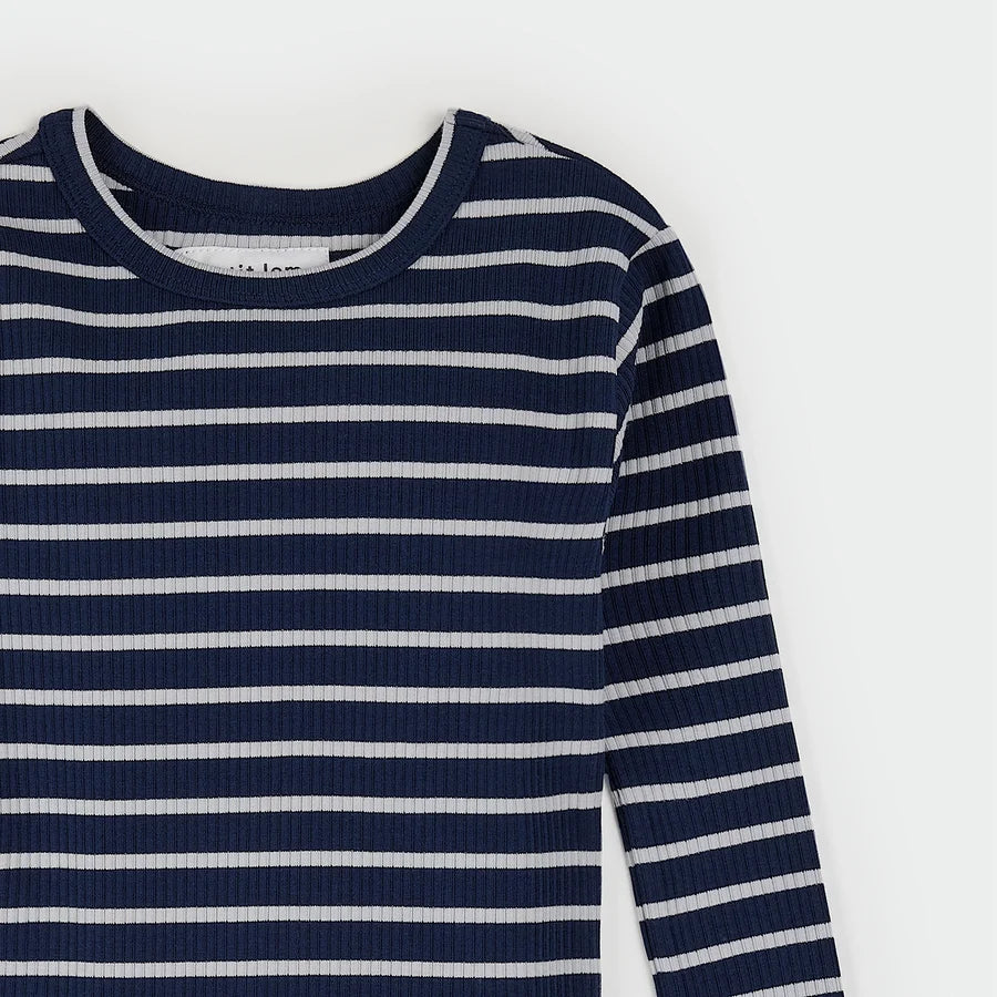 PETIT LEM - 2PC PJ SET: L/S TOP + PANT KNIT-NAVY