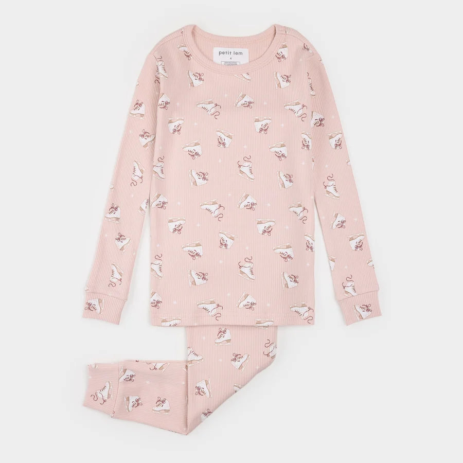 PETIT LEM - 2PC PJ SET: L/S TOP + PANT KNIT-PINK LT.