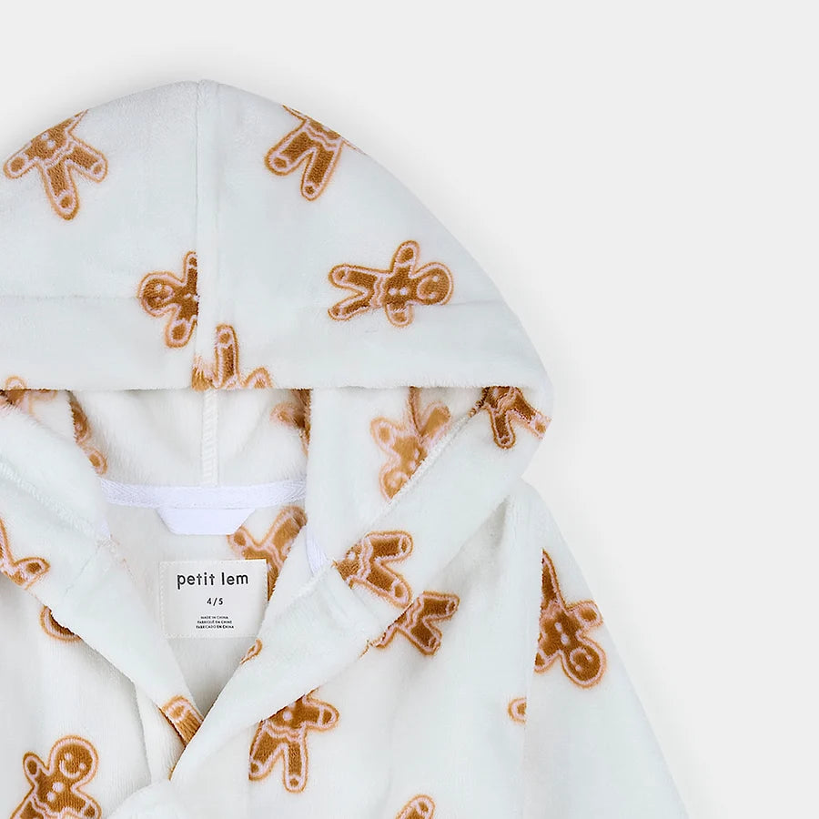 PETIT LEM - GIRLS GINGERBREAD PRINT ROBE