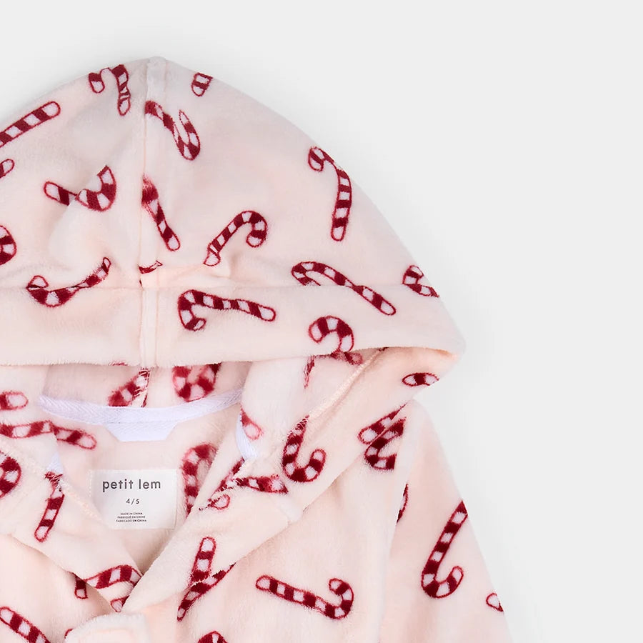 PETIT LEM - GIRLS CANDY CANE PRINT ROBE