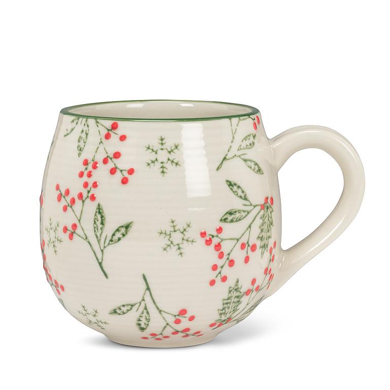 ABBOTT - ALLOVER HOLLY BALL MUG-5"L(16OZ)