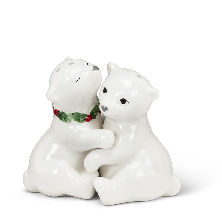 ABBOTT - HUGGING POLAR BEAR CUB SALT & PEPPER SHAKER -3.5"L