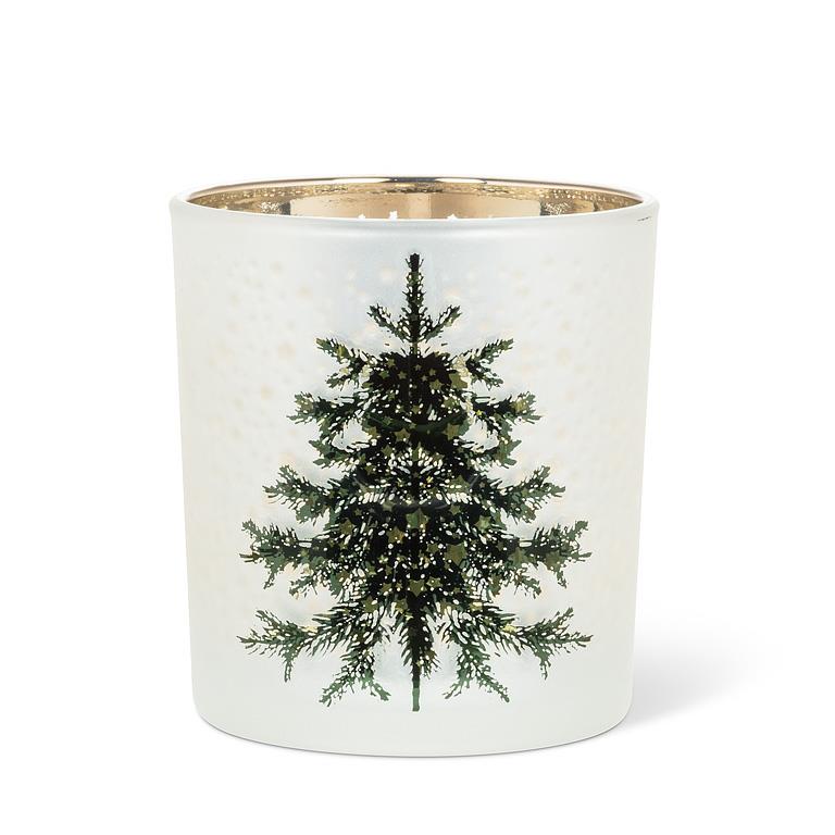 ABBOTT - SM FROSTED TREE W/STARS VOTIVE-GRN-3"H