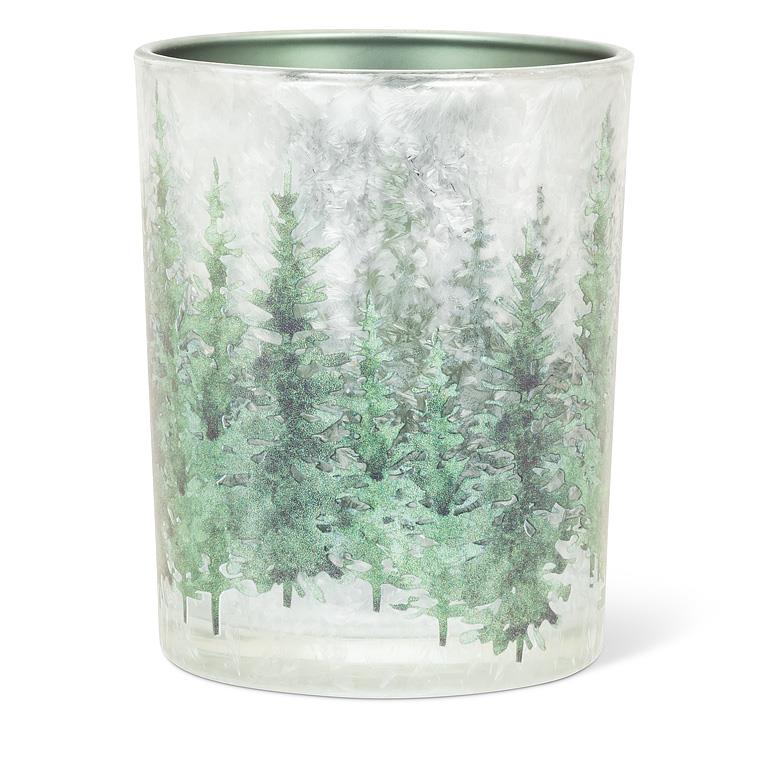 ABBOTT - MD FROSTED WINTER FOREST CANDLE HOLDER-GRN-5