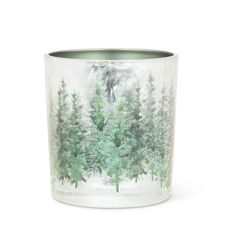 ABBOTT - SM FROSTED WINTER FOREST VOTIVE-GRN-3"H