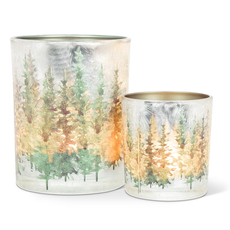 ABBOTT - SM FROSTED WINTER FOREST VOTIVE-GRN-3"H