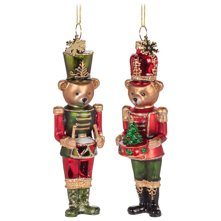 ABBOTT - TEDDY BEAR NUTCRACKER ORNAMENTS - 2 ASSORTED -5"H