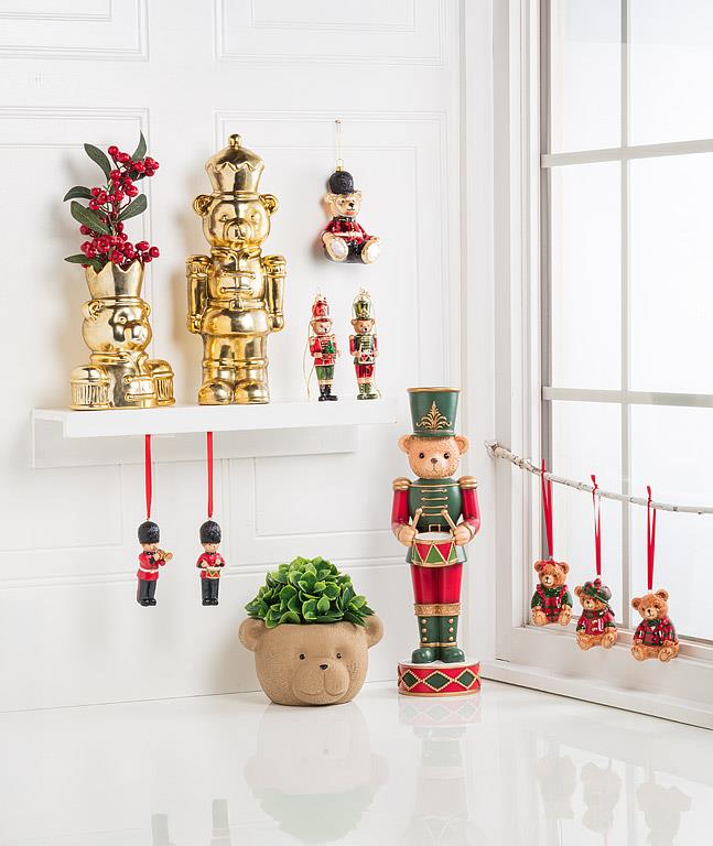 ABBOTT - TEDDY BEAR NUTCRACKER ORNAMENTS - 2 ASSORTED -5"H