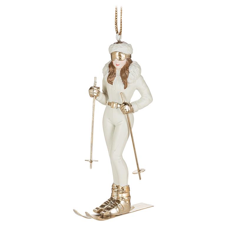 ABBOTT - STANDING SKIER GAL ORNAMENT -4.5"H