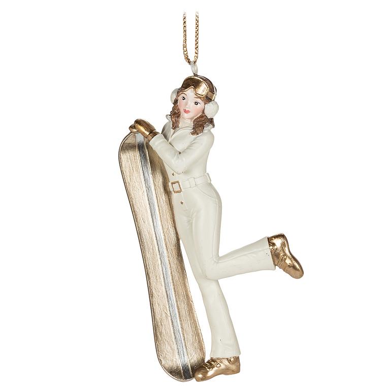 ABBOTT - SNOWBOARDER GAL ORNAMENT -4.5"H