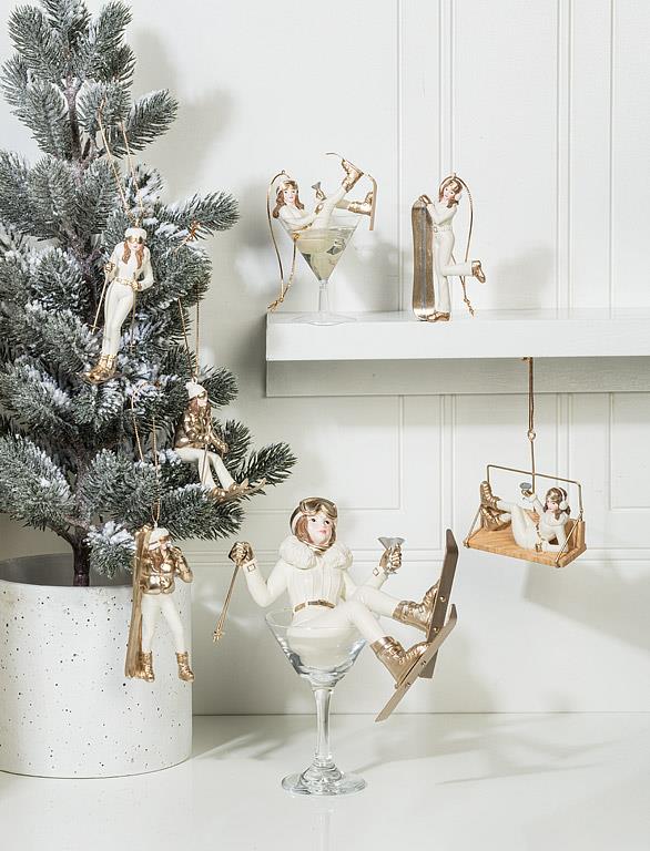 ABBOTT - SNOWBOARDER GAL ORNAMENT -4.5"H