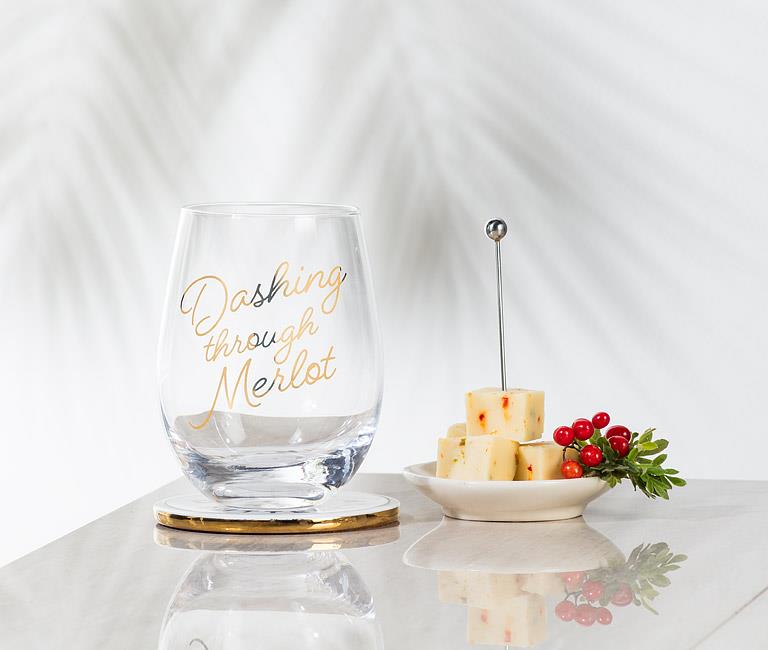 ABBOTT - DASHING / MERLOT STEMLESS WINE GLASS-5"H(14OZ)