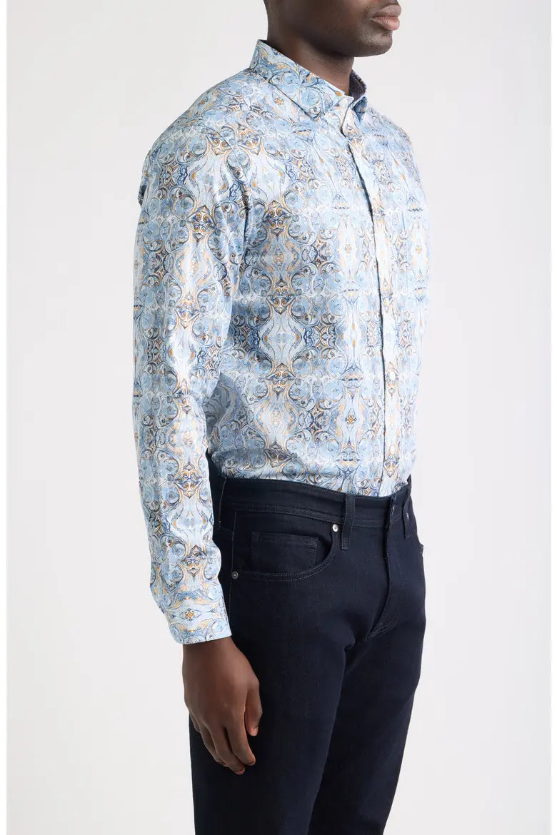 JOHNSTON & MURPHY - LOGAN PRINTED LONG-SLEEVE SHIRT