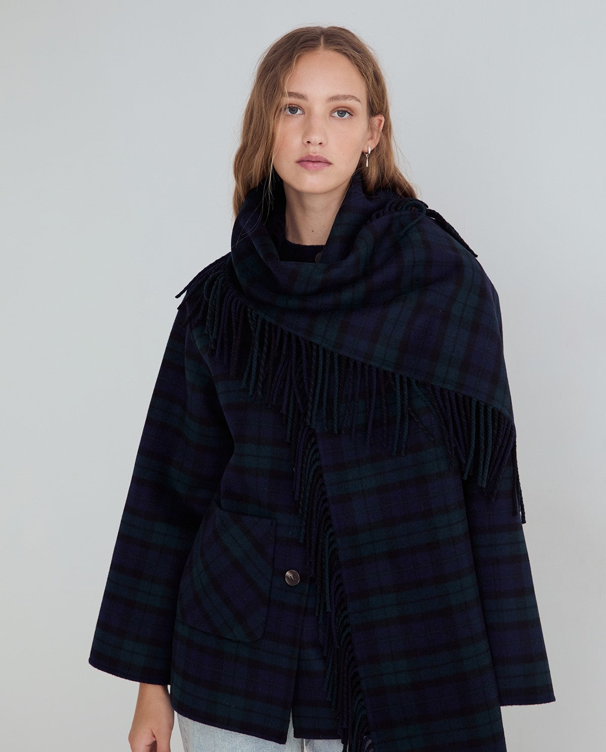 YERSE - WOMEN'S SHORT HANDMADE COAT WITH SCARF