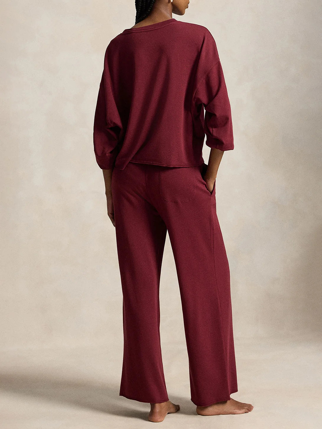 RALPH LAUREN - CLUB TERRY CREW & WIDE LEG PANT SET
