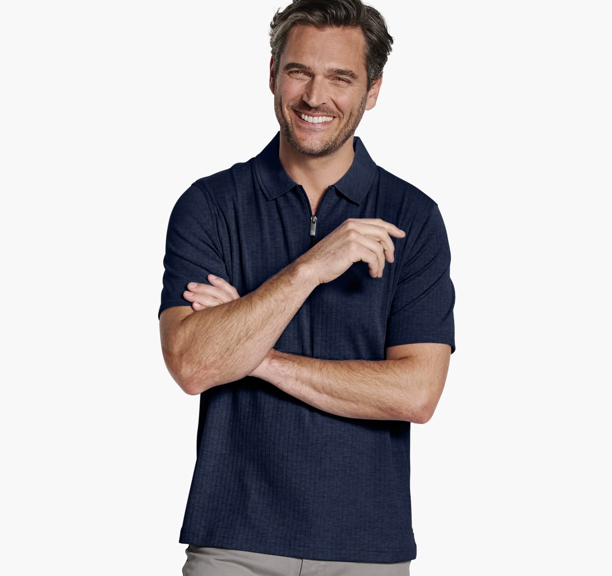 JOHNSTON & MURPHY - FINN RIBBED ZIP POLO