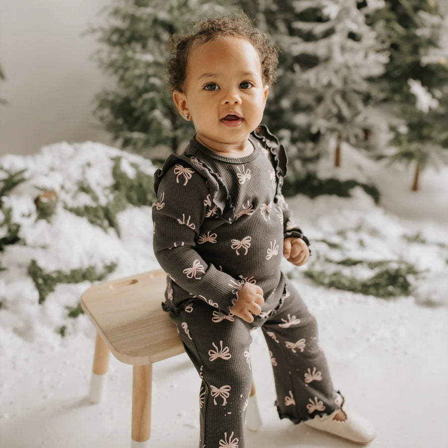 FIRSTS BY PETIT LEM - 2PC SET: L/S TOP + PANT KNIT-GREY DK.