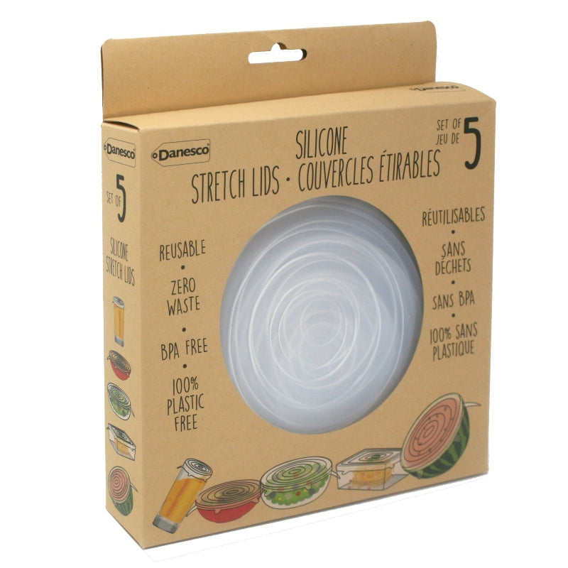 DANESCO - SILICONE STRETCH LIDS 5PK ASST