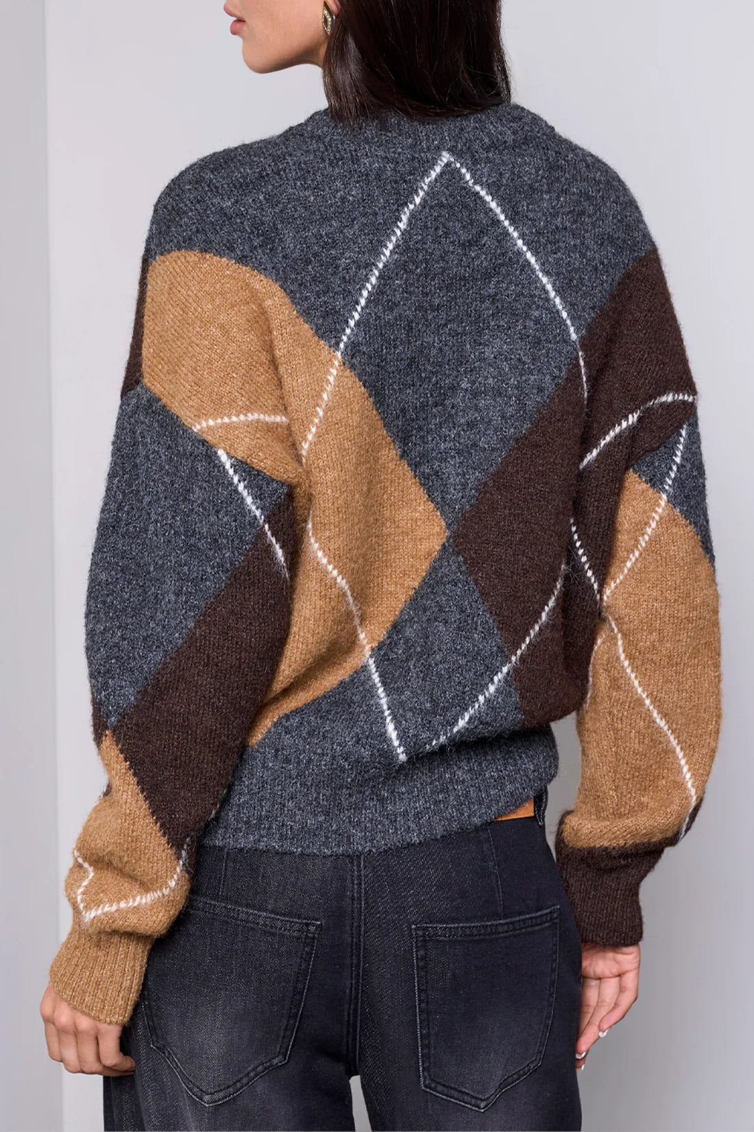 TRIBAL - LOFTY ARGYLE SWEATER CARDIGAN