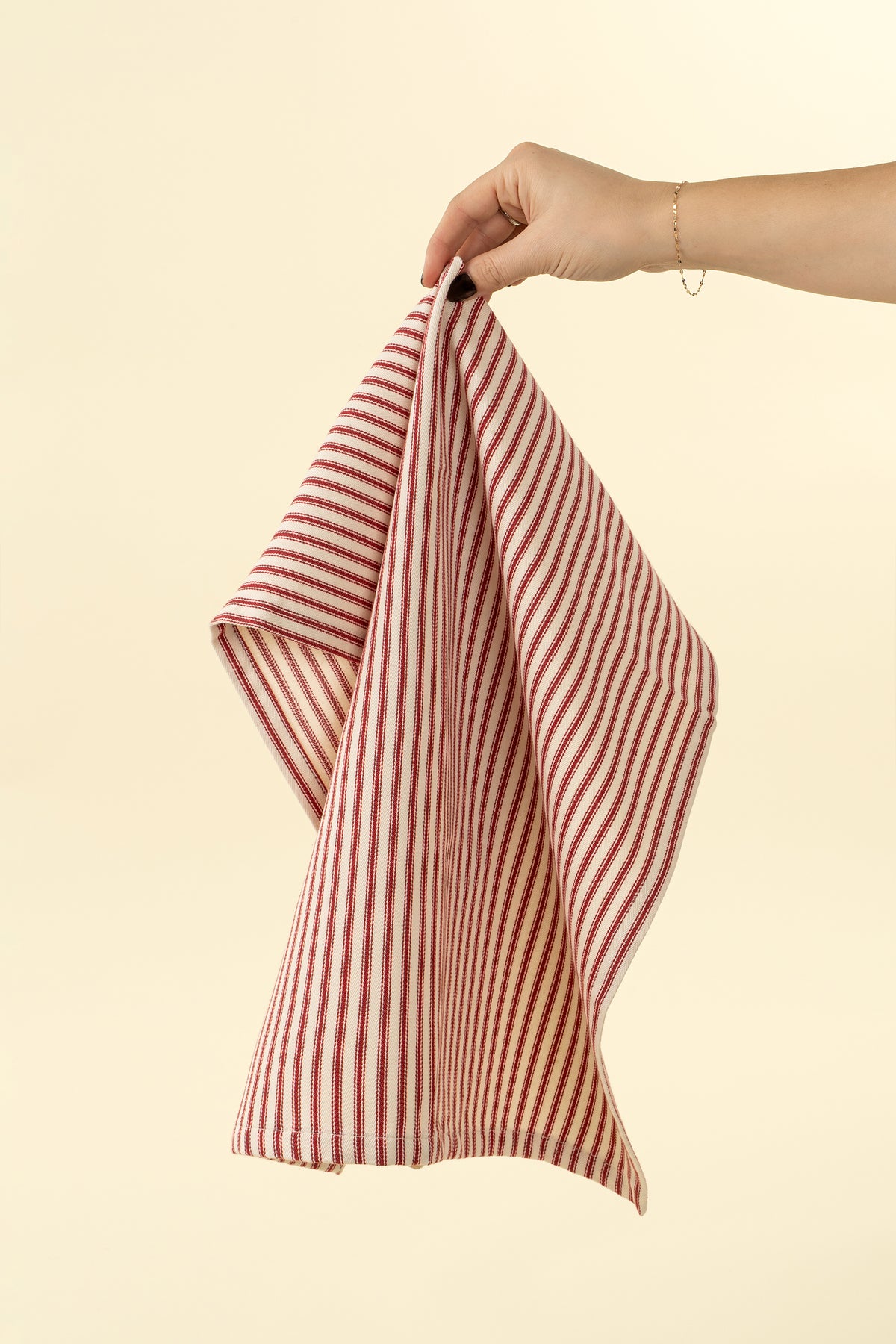 INDABA - RED TICKING TEA TOWELS, S/2