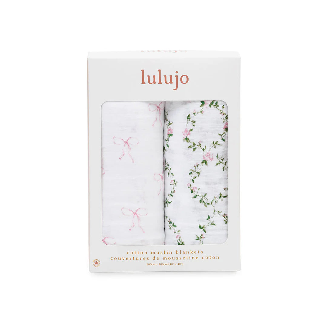 LULUJO - 2PK SWADDLE BOWS/ROSE