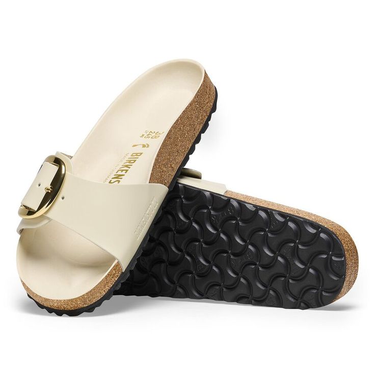 BIRKENSTOCK- MADRID BIG BUCKLE NATURAL LEATHER PATENT- HIGH SHINE SANDAL
