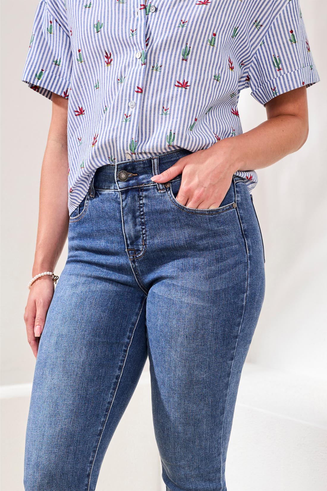 Tribal - Sophia Mid Rise, Straight Leg Jeans #7572O