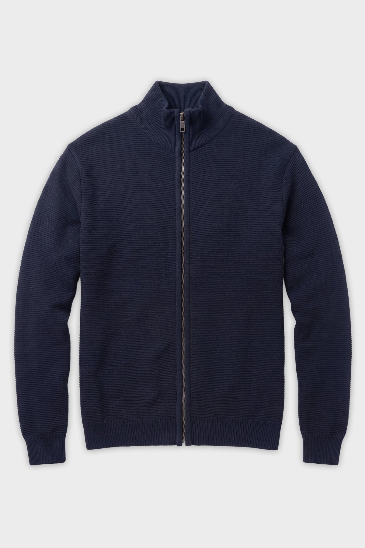 POINT ZERO - OTTOMAN KNIT FULL MOCK ZIP SWEATER
